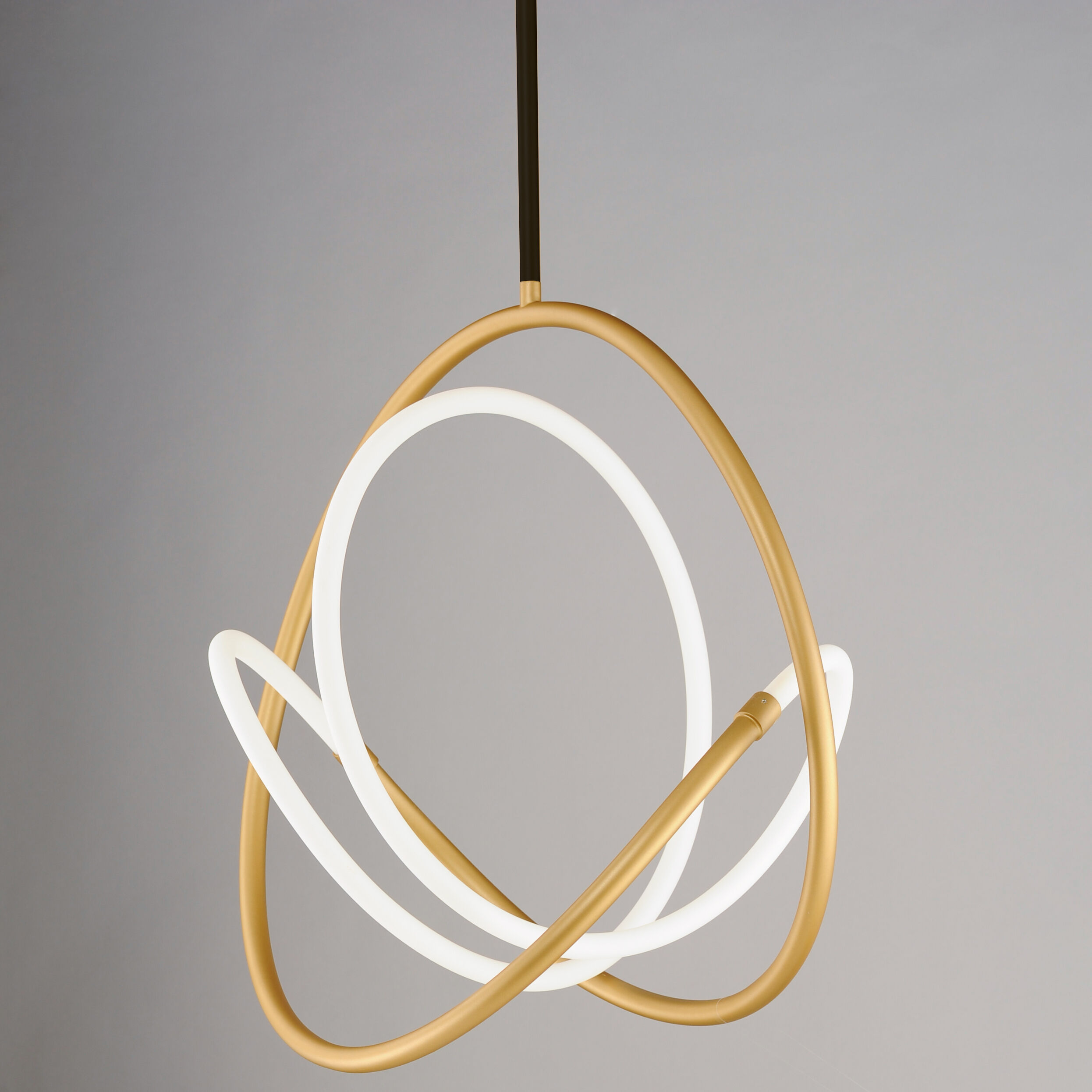 Mobius LED 20 inch Black and Gold Single Pendant Ceiling Light