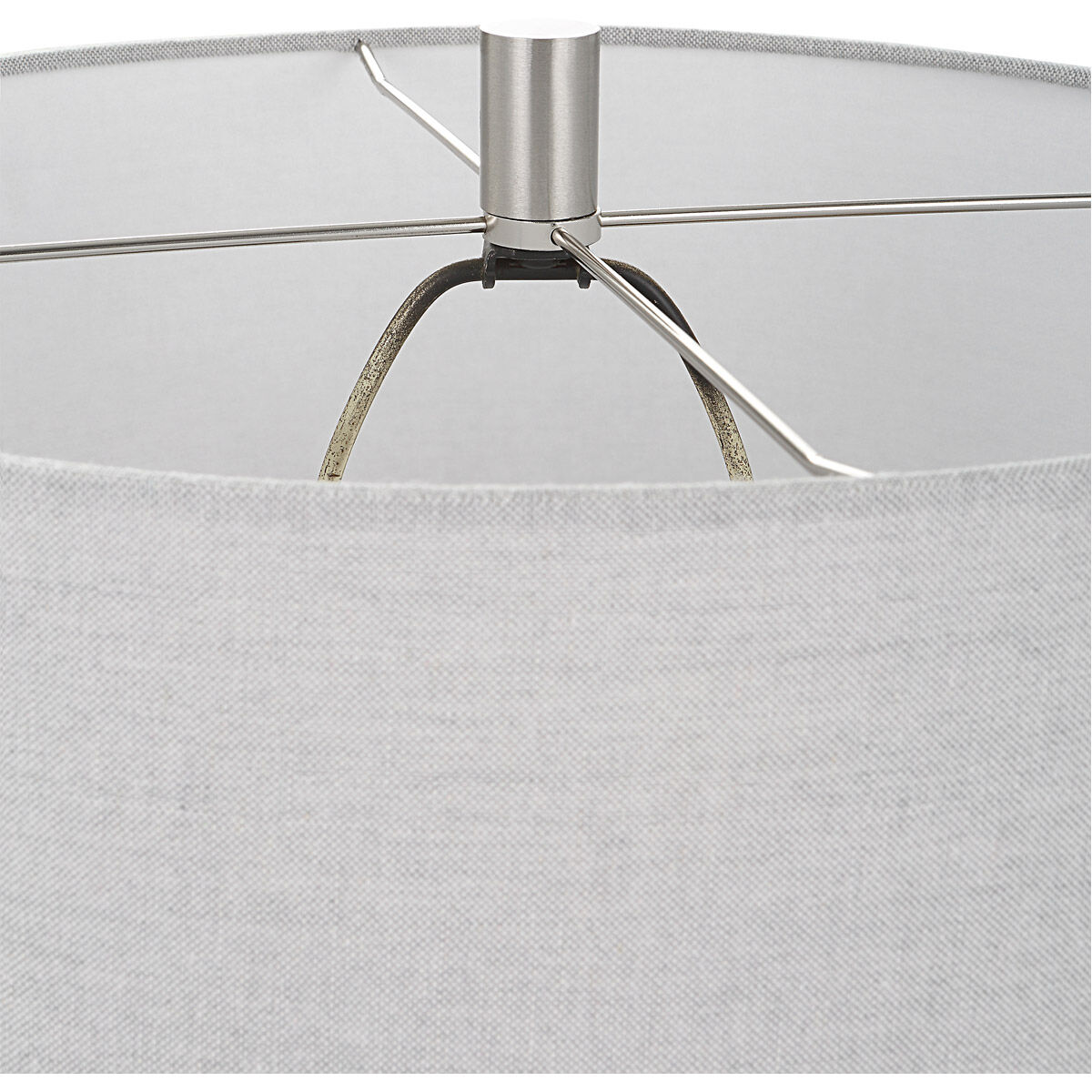 Poul 24 inch 150.00 watt Distressed Light Gray Crackle with Rust Brown Table Lamp Portable Light