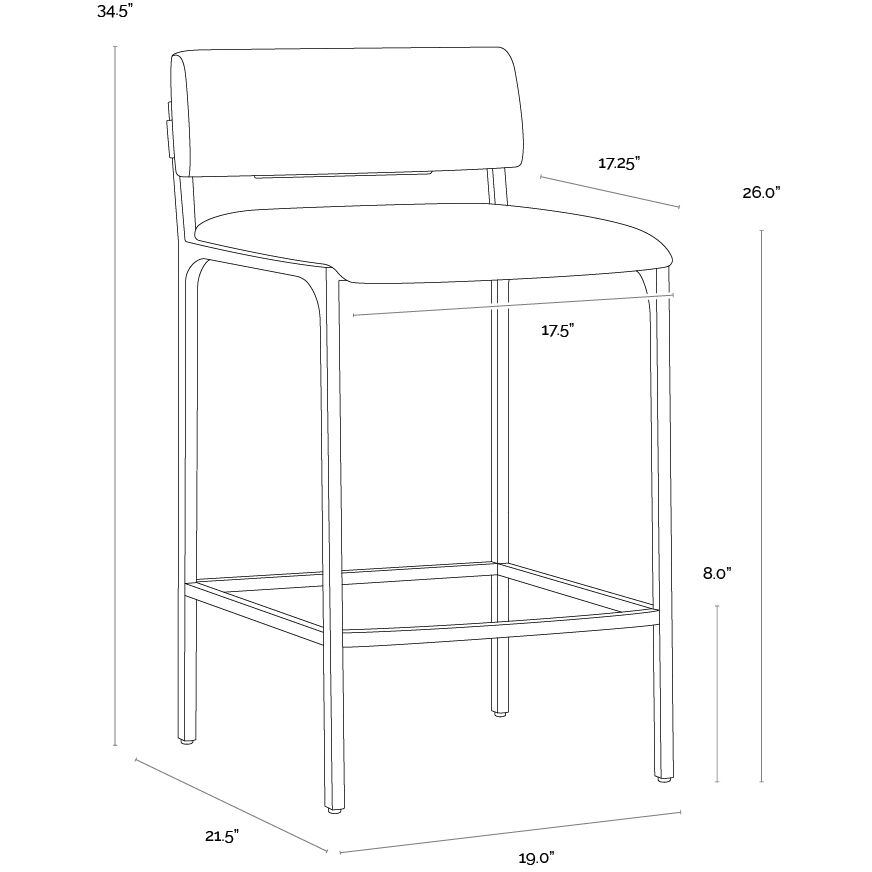 Mori 34.5 inch Abbington Black Counter Stool