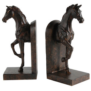 Trotting Horse 5 X 4 inch Dark Bronze Book Ends, Set of 2