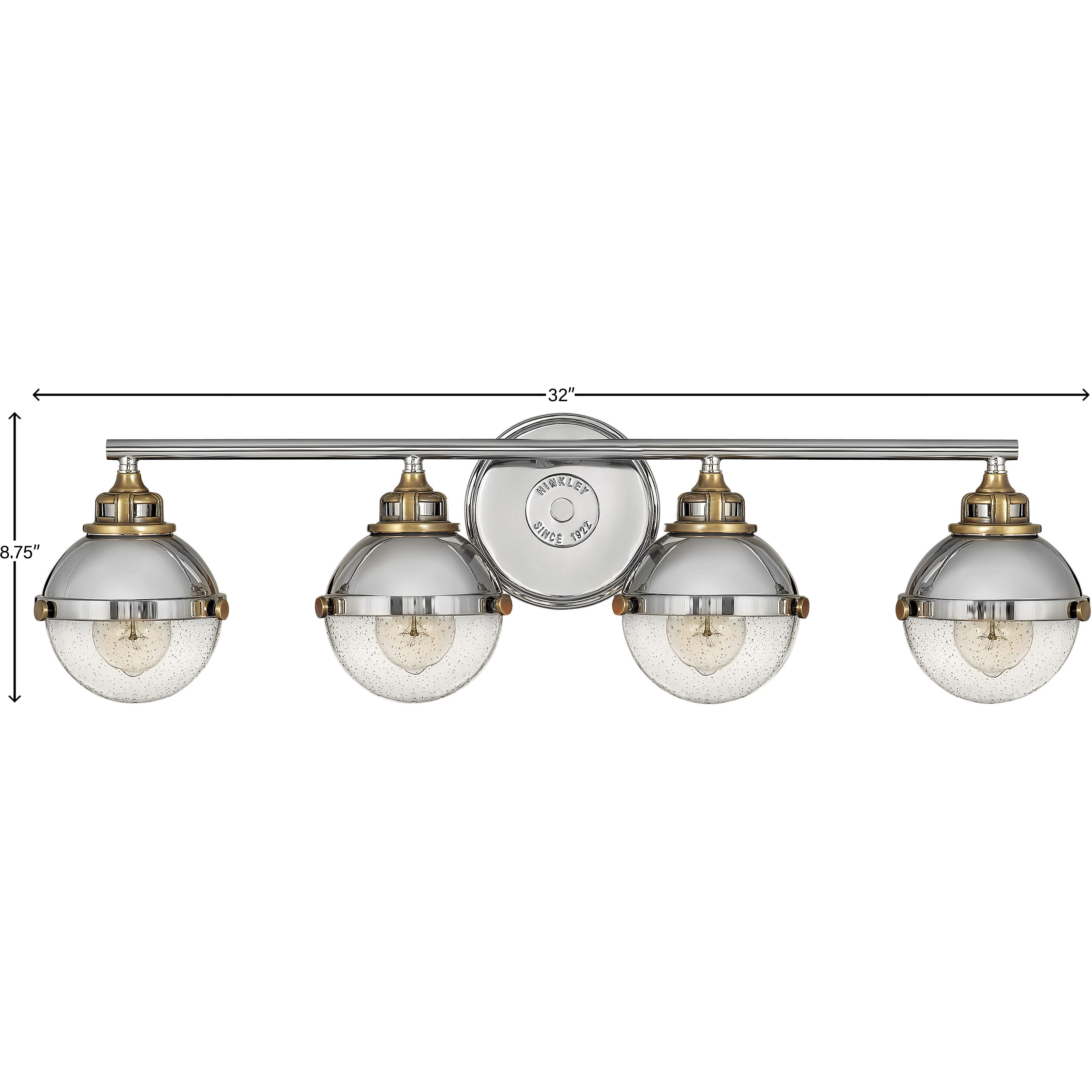 Fletcher 4 Light 32 inch Polished Nickel with Heritage Brass Vanity Light Wall Light