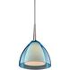 Rainbow 1 Light 4.5 inch Chrome Pendant Ceiling Light in Turquoise Glass