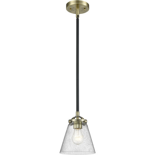 Nouveau Cone 1 Light 6.25 inch Black Antique Brass Mini Pendant Ceiling Light in Incandescent, Seedy, Nouveau