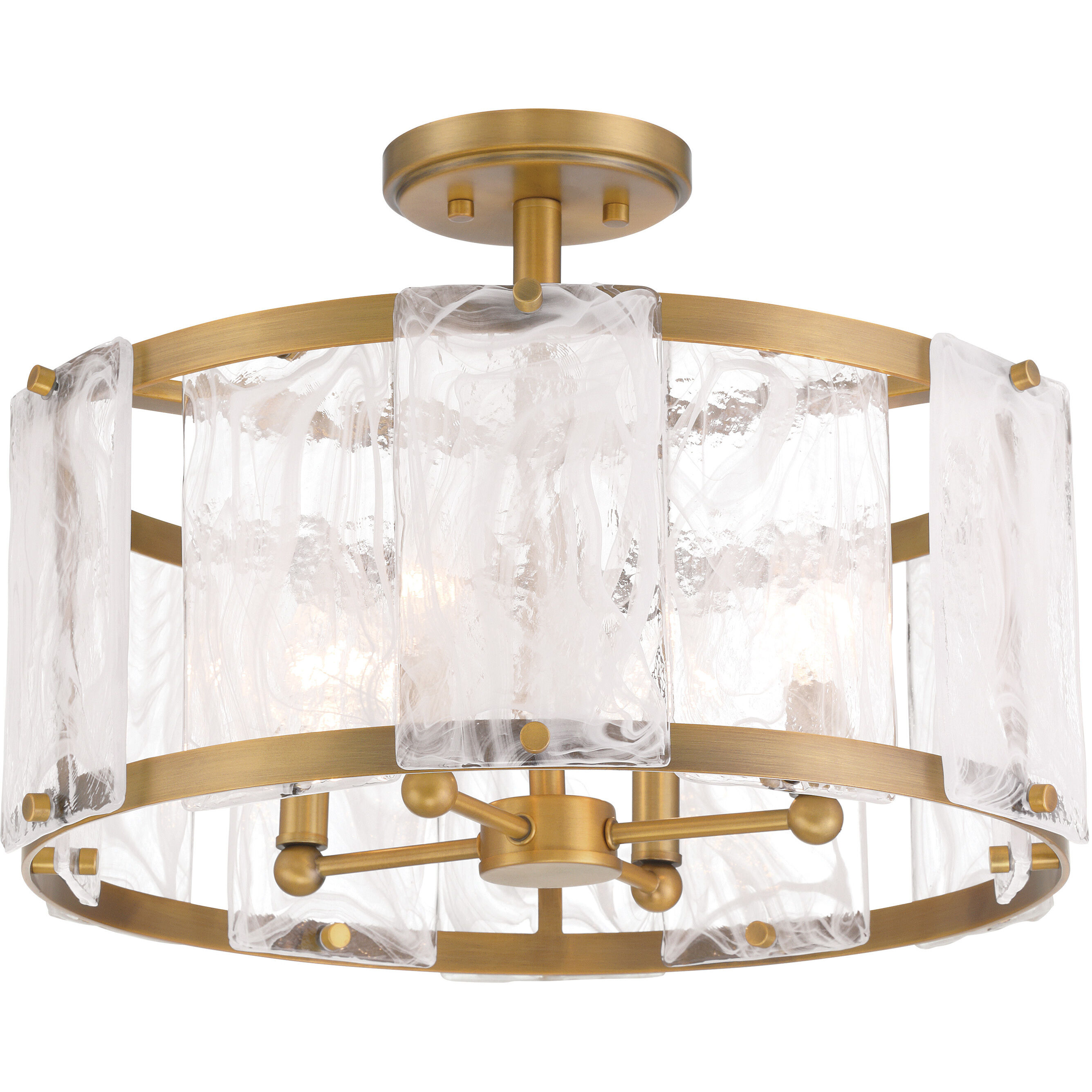 Veil 4 Light 18 inch Legacy Brass Semi Flush Ceiling Light