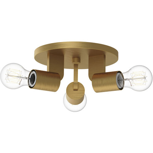 Claire 3 Light 9.5 inch Aged Gold Semi Flush Mount Ceiling Light