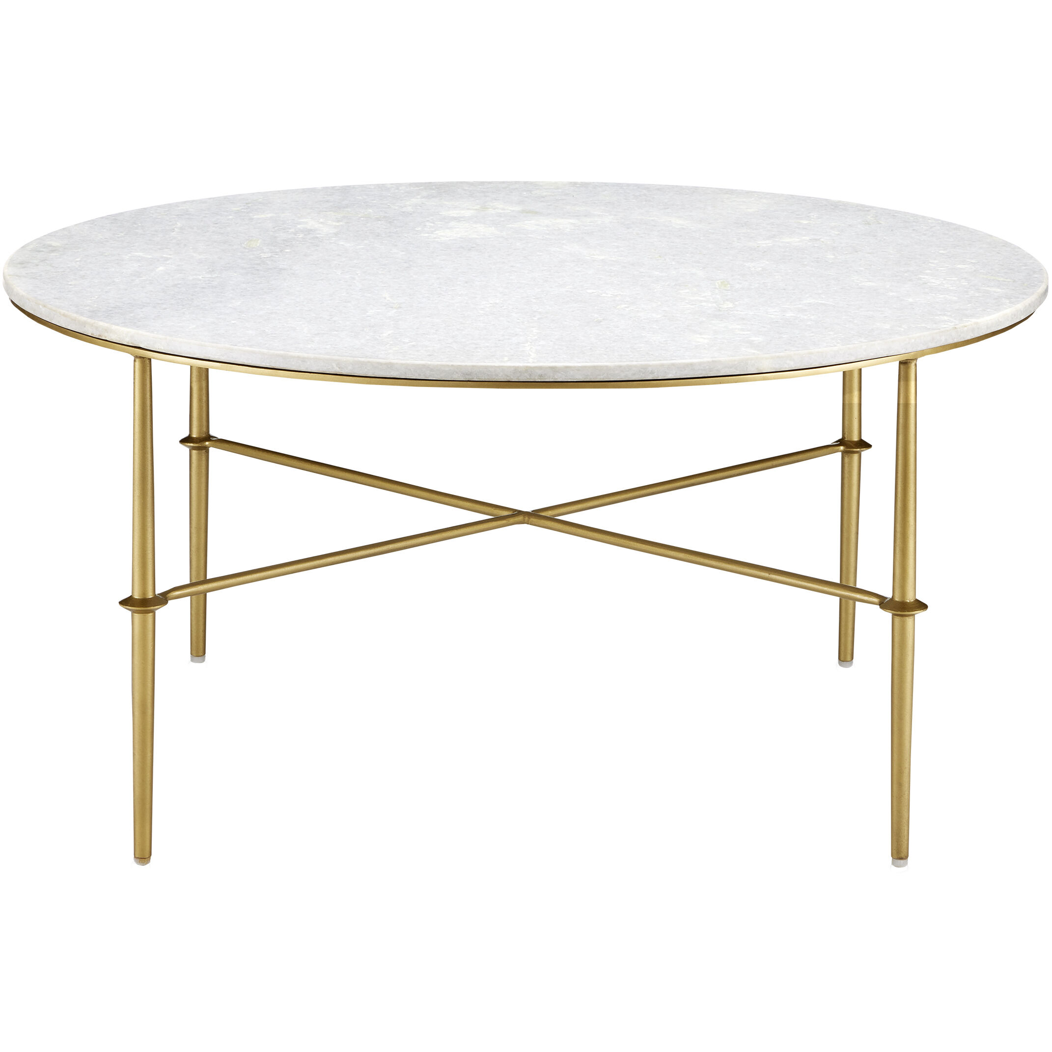 Kira 35.75 inch White and Antique Brass Cocktail Table
