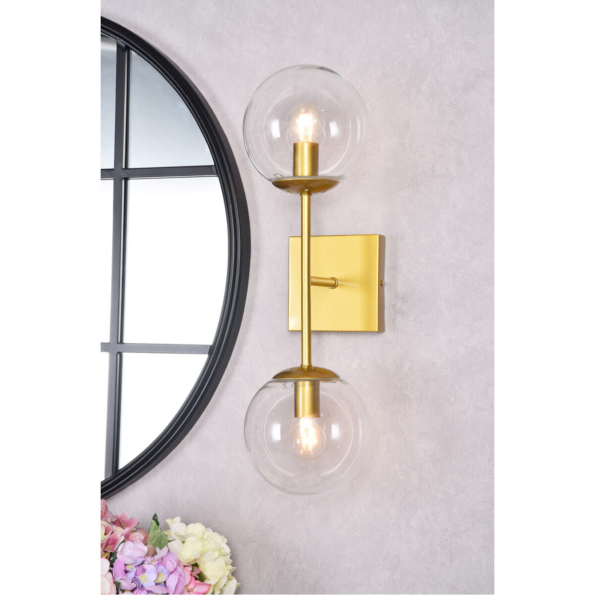 Neri 2 Light 7 inch Brass Bath Sconce Wall Light