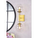 Neri 2 Light 7 inch Brass Bath Sconce Wall Light