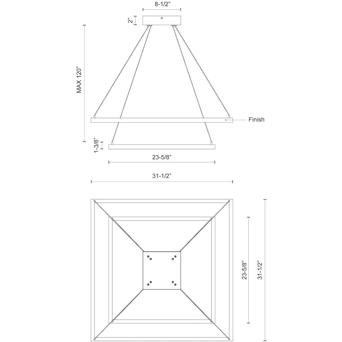 Piazza LED 31.5 inch White Chandelier Ceiling Light