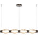 Aalto Mandrel Linear Chandelier Ceiling Light in 3000K LED, Flat Bronze, Optic Rib Amber