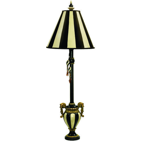 Carnival Stripe 32 inch 75 watt Antique Black with Antique White Table Lamp Portable Light