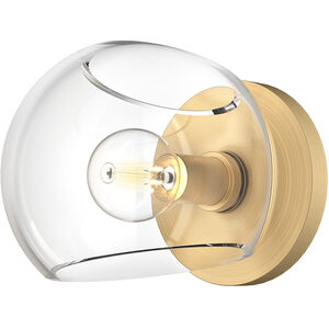 Willow 1 Light 6 inch Brushed Gold Bath Vanity Wall Light in Clear Glass