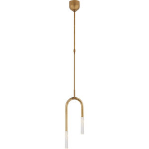 Kelly Wearstler Rousseau LED 8.5 inch Antique-Burnished Brass Asymmetric Pendant Ceiling Light in Seeded Glass, Small