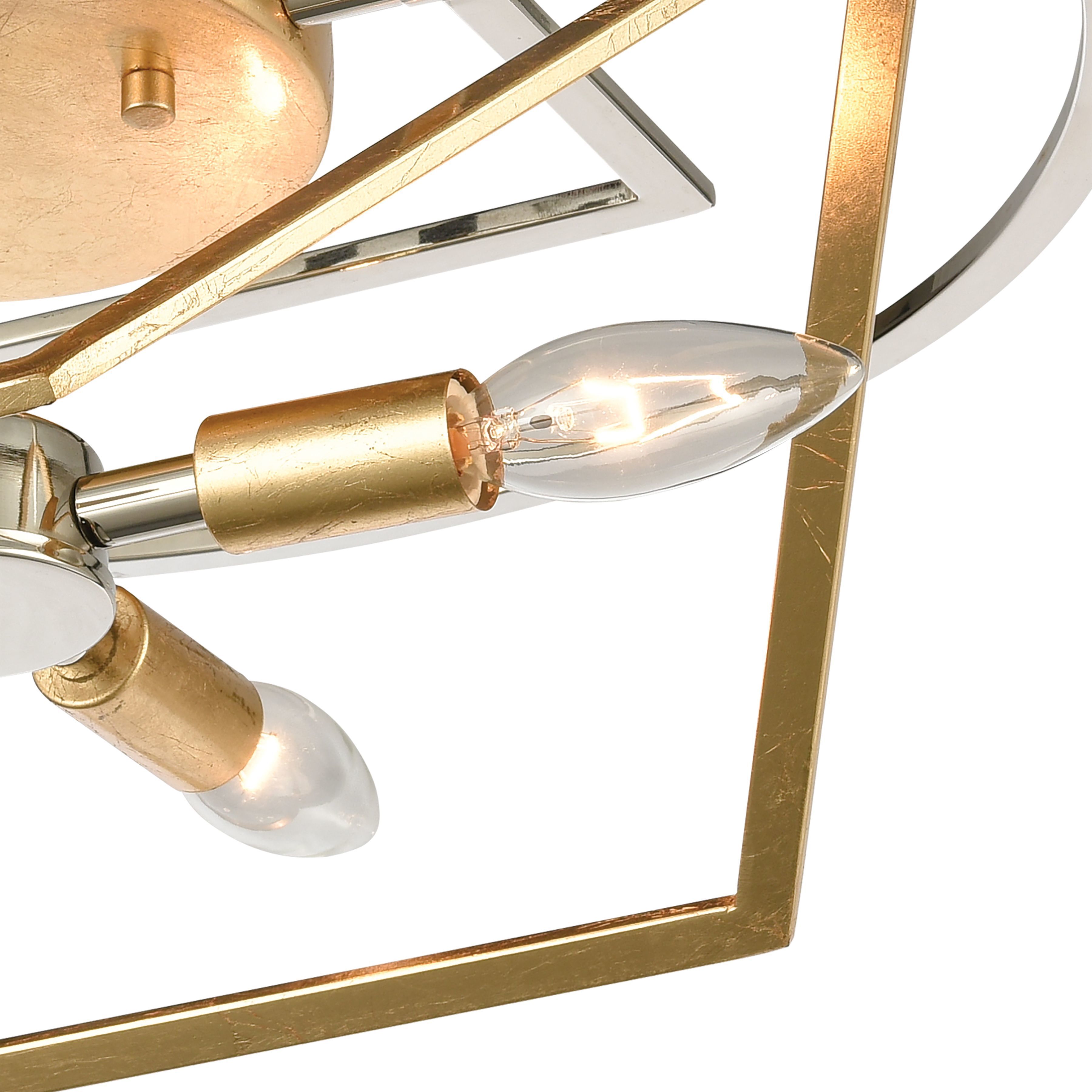 Geosphere 4 Light 18 inch Polished Nickel with Parisian Gold Leaf Semi Flush Mount Ceiling Light
