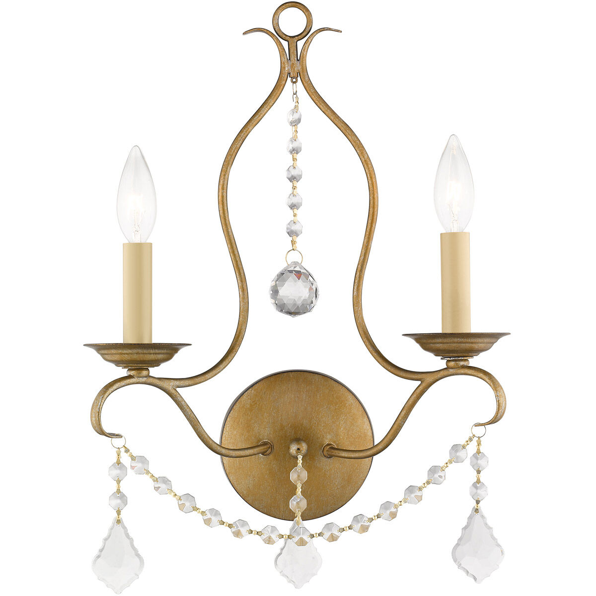 Chesterfield 2 Light 12 inch Antique Gold Leaf Wall Sconce Wall Light