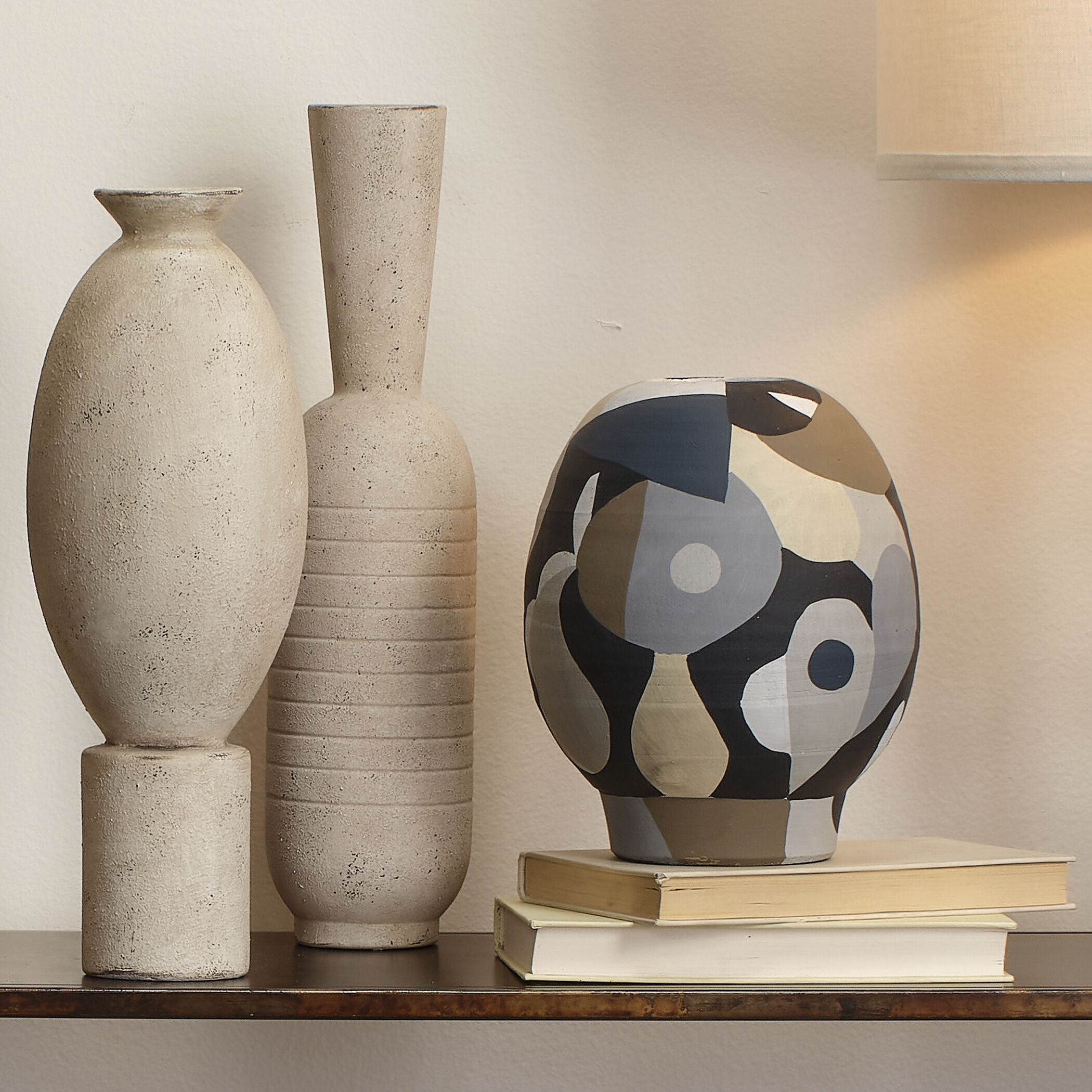 Elevated 15.75 X 6 inch Decorative Vase in Off White Ceramic