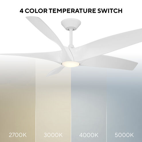 Zephyr 62 inch Matte White Downrod Ceiling Fan