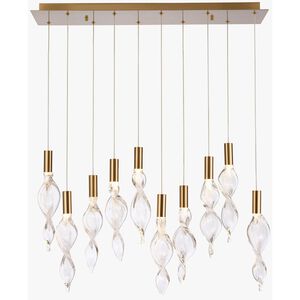 Aurora LED 10 inch Natural Brass Pendant Ceiling Light, Converts to Flush Mount