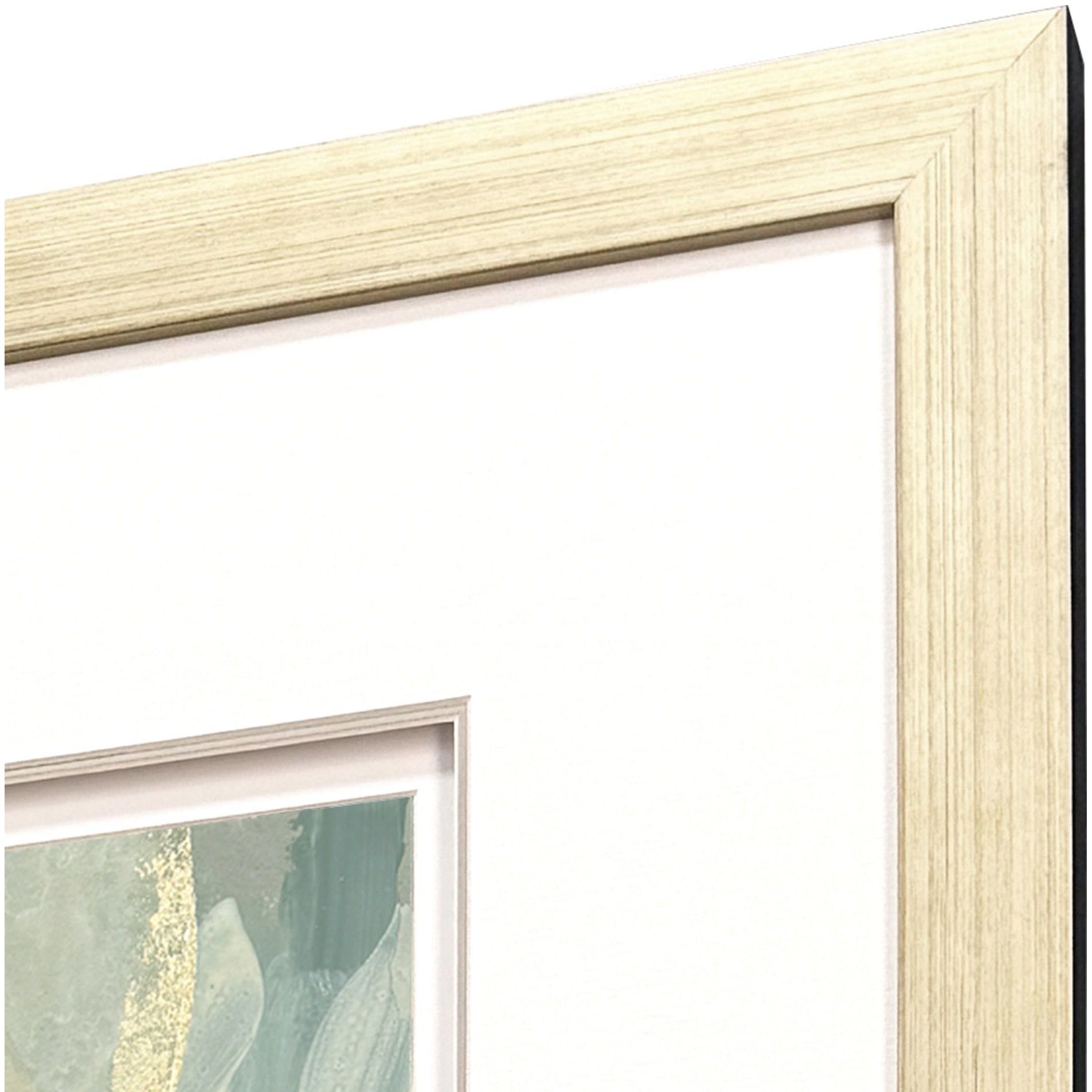Ribbon Dance Green and Beige and Gray and Metallic Framed Art, The Studio