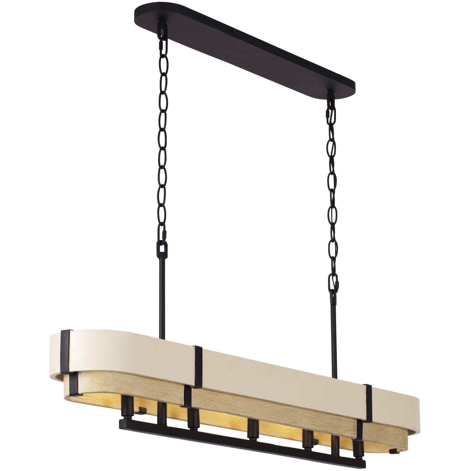 Blonde Moment 5 Light 46.25 inch Matte Black and Honey with Medium Oak Linear Pendant Ceiling Light