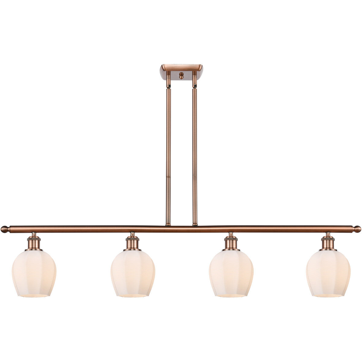 Ballston Norfolk 4 Light 48 inch Antique Copper Island Light Ceiling Light in Matte White Glass