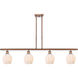 Ballston Norfolk 4 Light 48 inch Antique Copper Island Light Ceiling Light in Matte White Glass