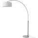 Float 92 inch 14 watt Black Nickel and White Arc Floor Lamp Portable Light in White Linen