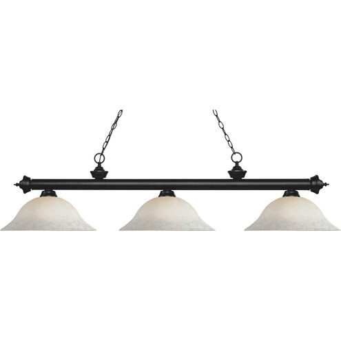 Riviera 3 Light 59 inch Matte Black Billiard Ceiling Light in White Mottle Glass, 17.95