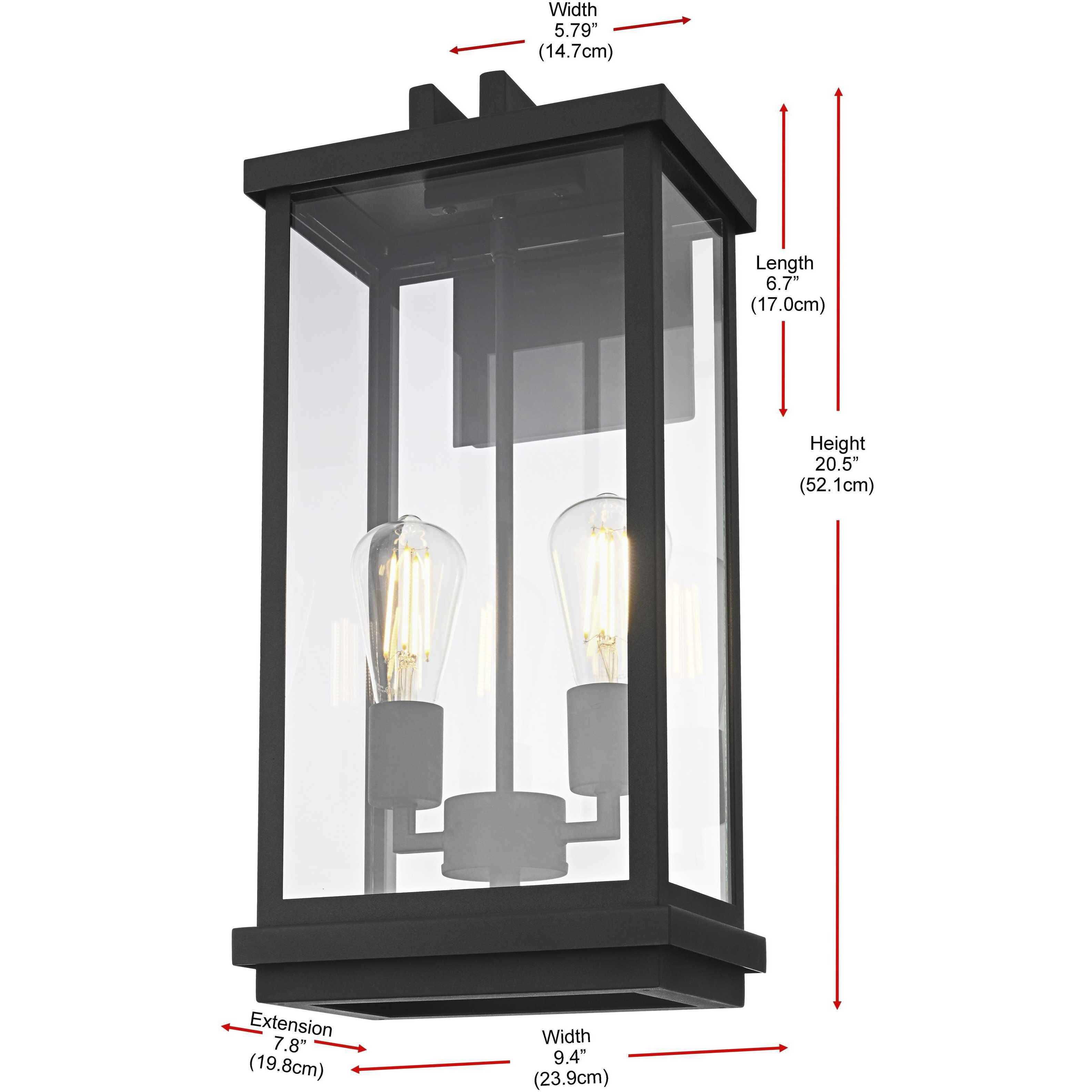 Theodore 2 Light 21 inch Black Outdoor Wall Sconce