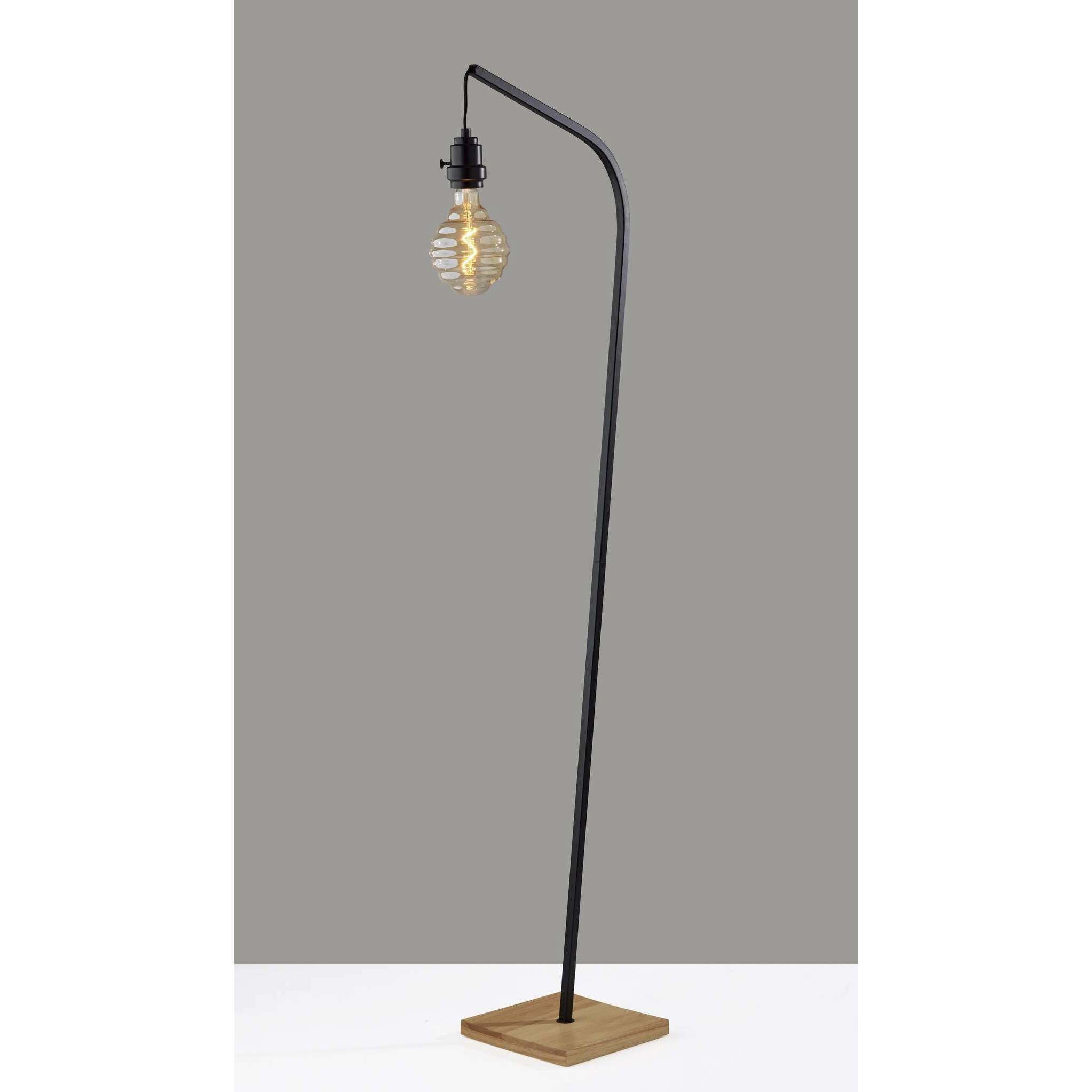 Wren 60.75 inch 40 watt Natural Wood With Black Floor Lamp Portable Light