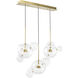 Sattelite 6 Light 44.63 inch Aged Brass Linear Multi-Pendant Ceiling Light
