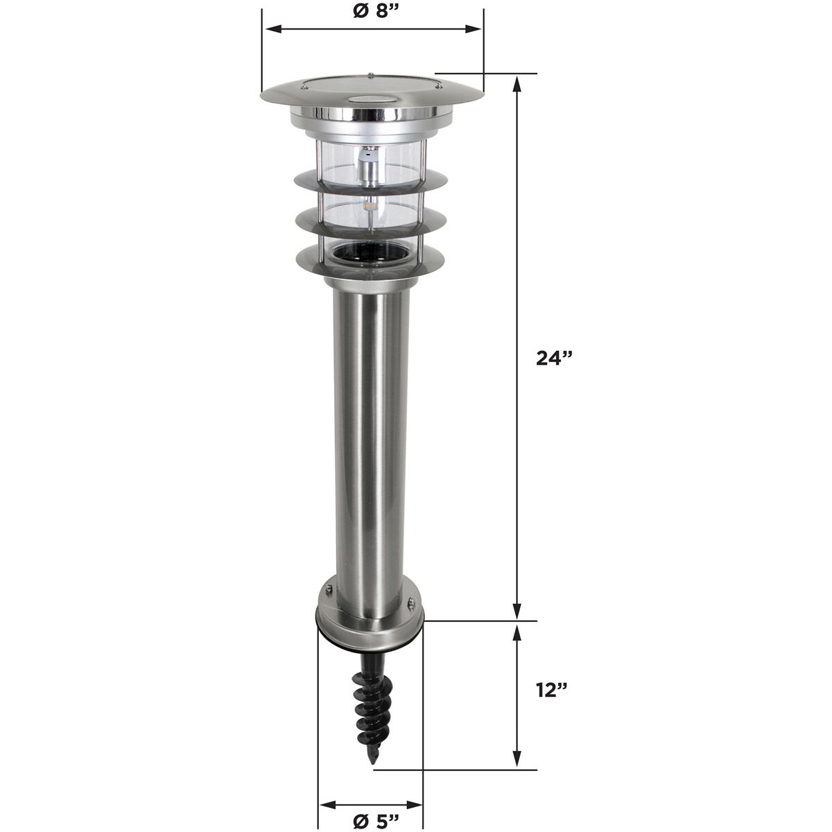 Stainless Steel Bollard 13.00 watt Silver Path Light, Solar