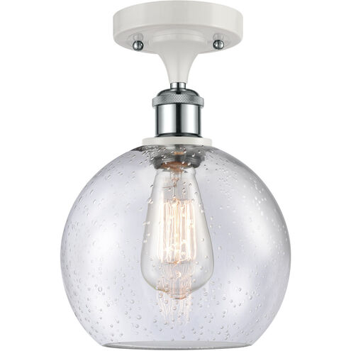 Ballston Athens 1 Light 8 inch White and Polished Chrome Semi-Flush Mount Ceiling Light in Seedy Glass, Ballston