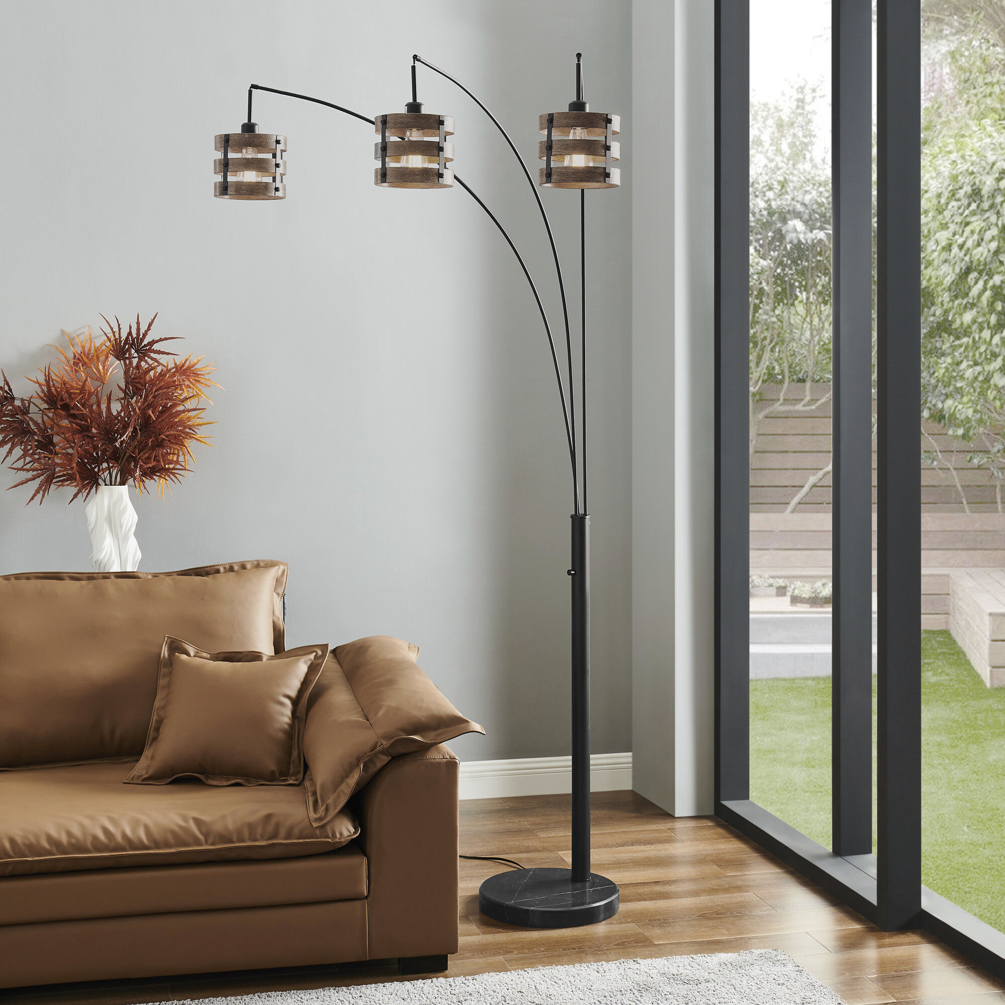 Balta 88 inch 60.00 watt Brown Wood Arc Lamp Portable Light