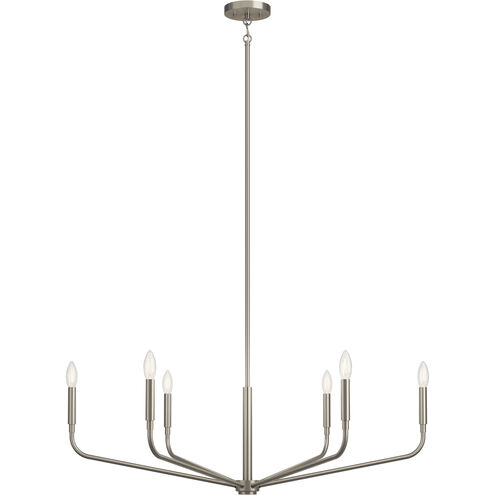 Madden 6 Light Brushed Nickel Chandelier Ceiling Light, 1 Tier Large