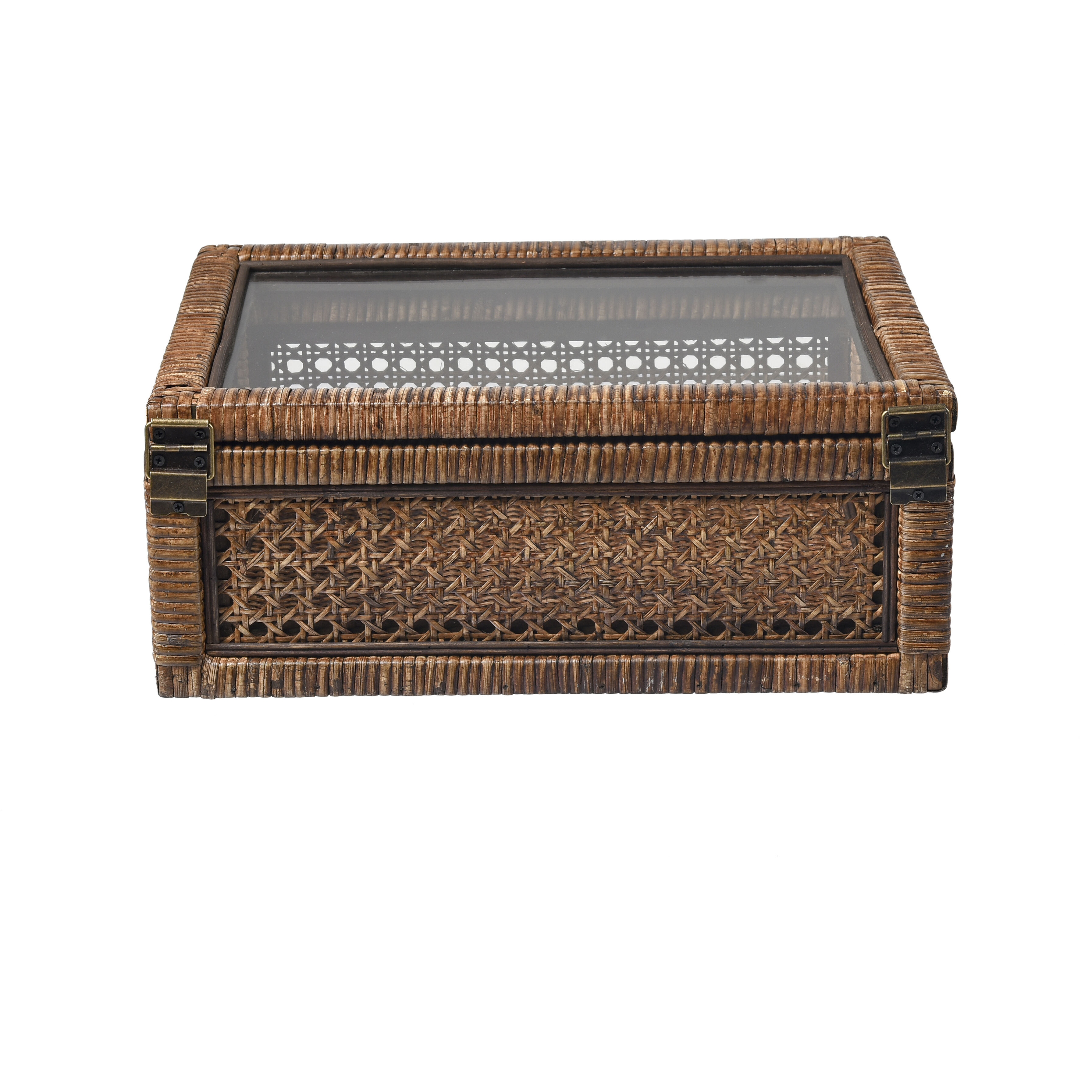 Bowman 13.5 X 9.5 inch Rich Brown with Clear and Aged Bronze Box, Set of 2