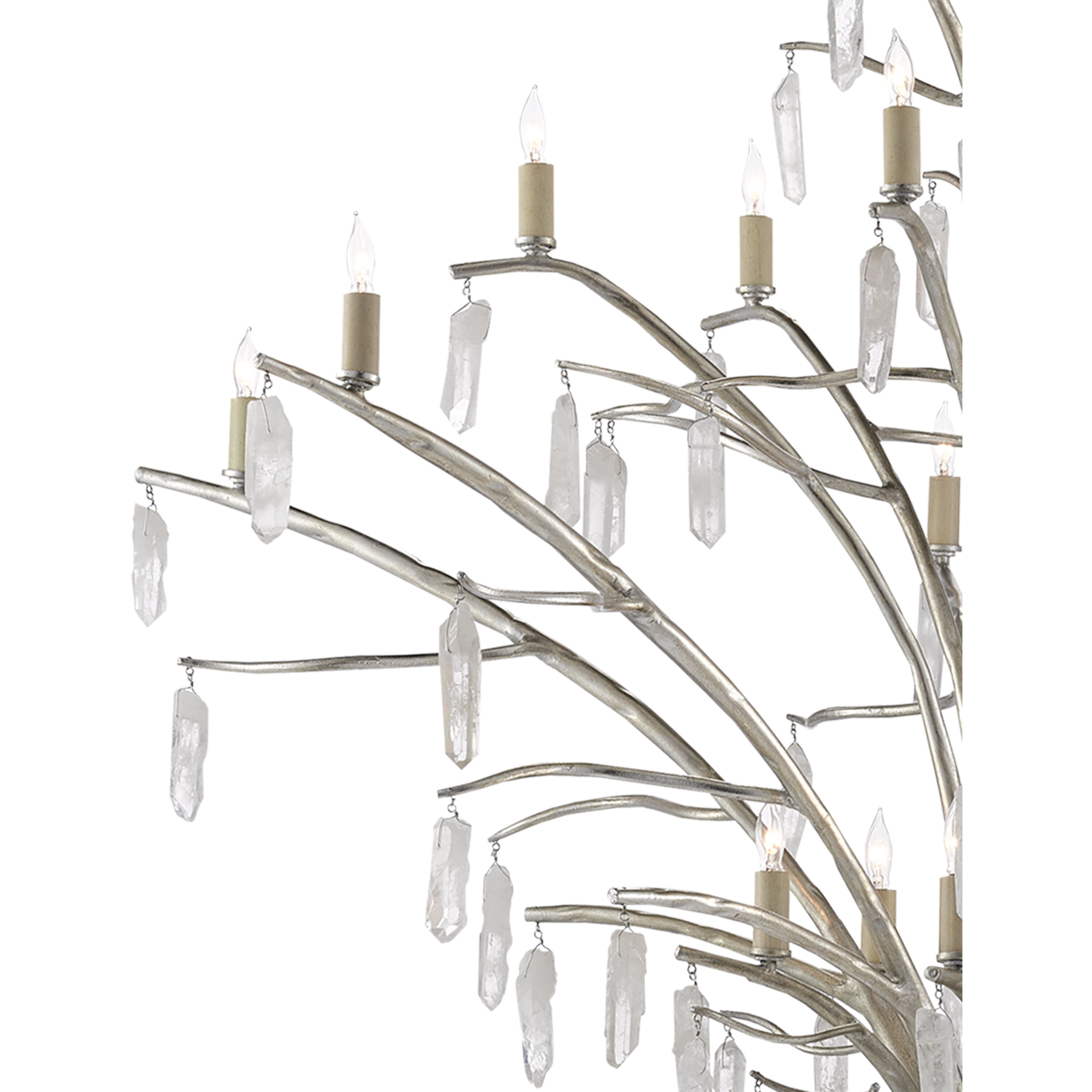 Raux 21 Light 50 inch Contemporary Silver Leaf/Natural Chandelier Ceiling Light