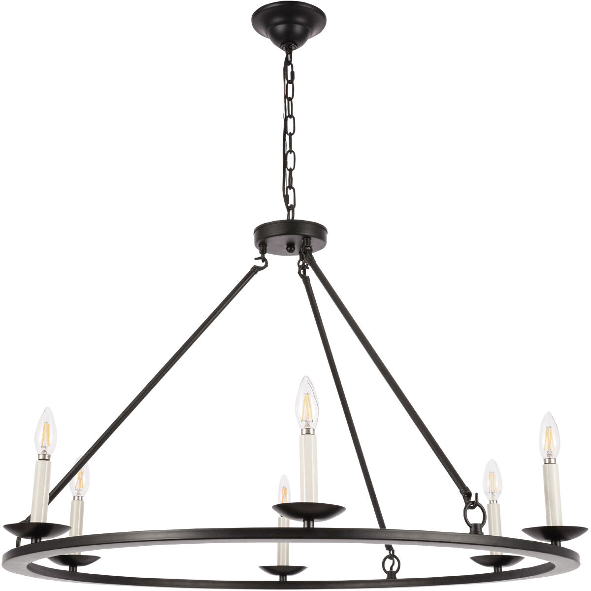 Maine 6 Light 36 inch Black Chandelier Ceiling Light