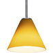 Martini LED 7 inch Brushed Steel Pendant Ceiling Light in Amber