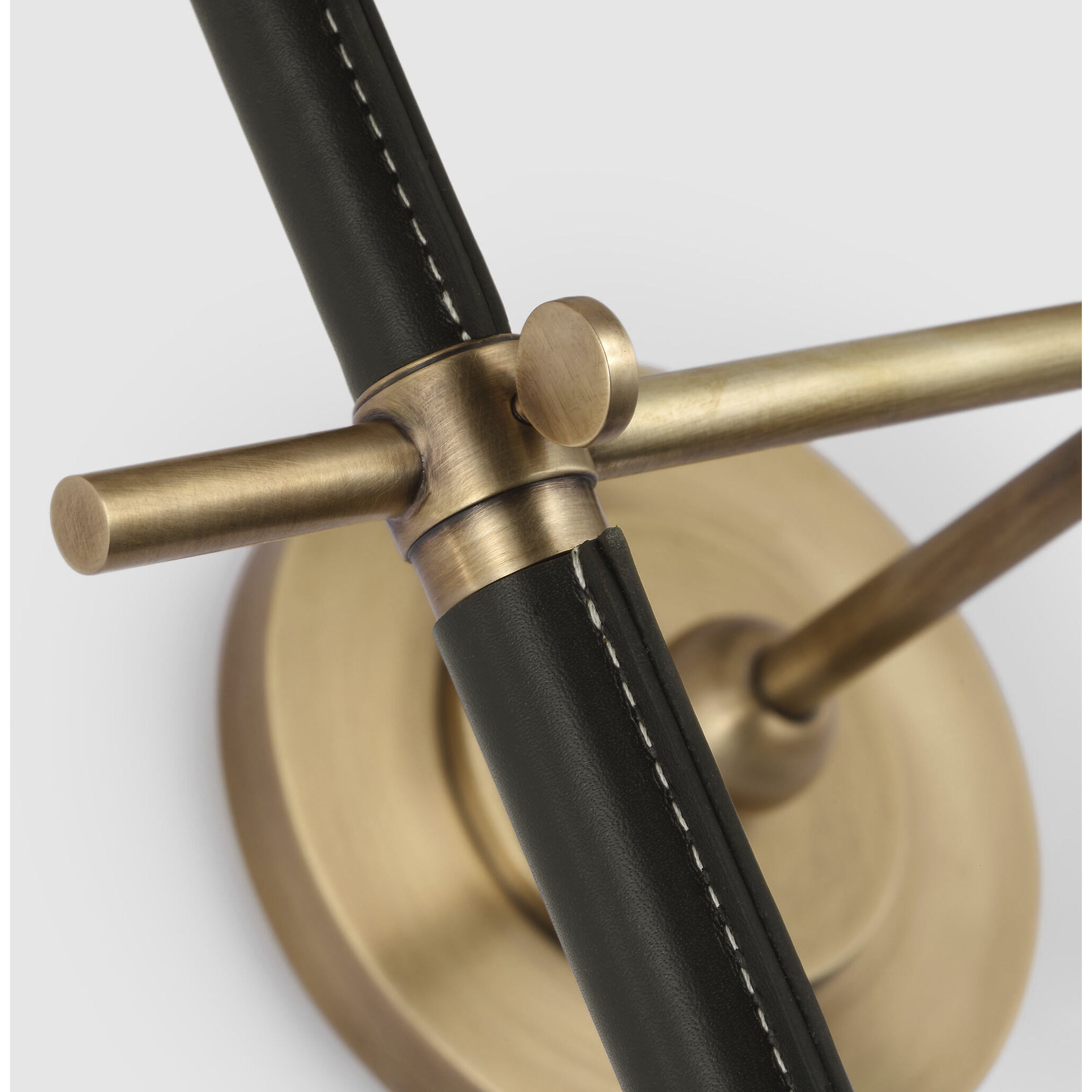 Thomas O'Brien Bryant2 LED 16 inch Hand-Rubbed Antique Brass and Chocolate Leather Wrapped Double Tail Sconce Wall Light, Large