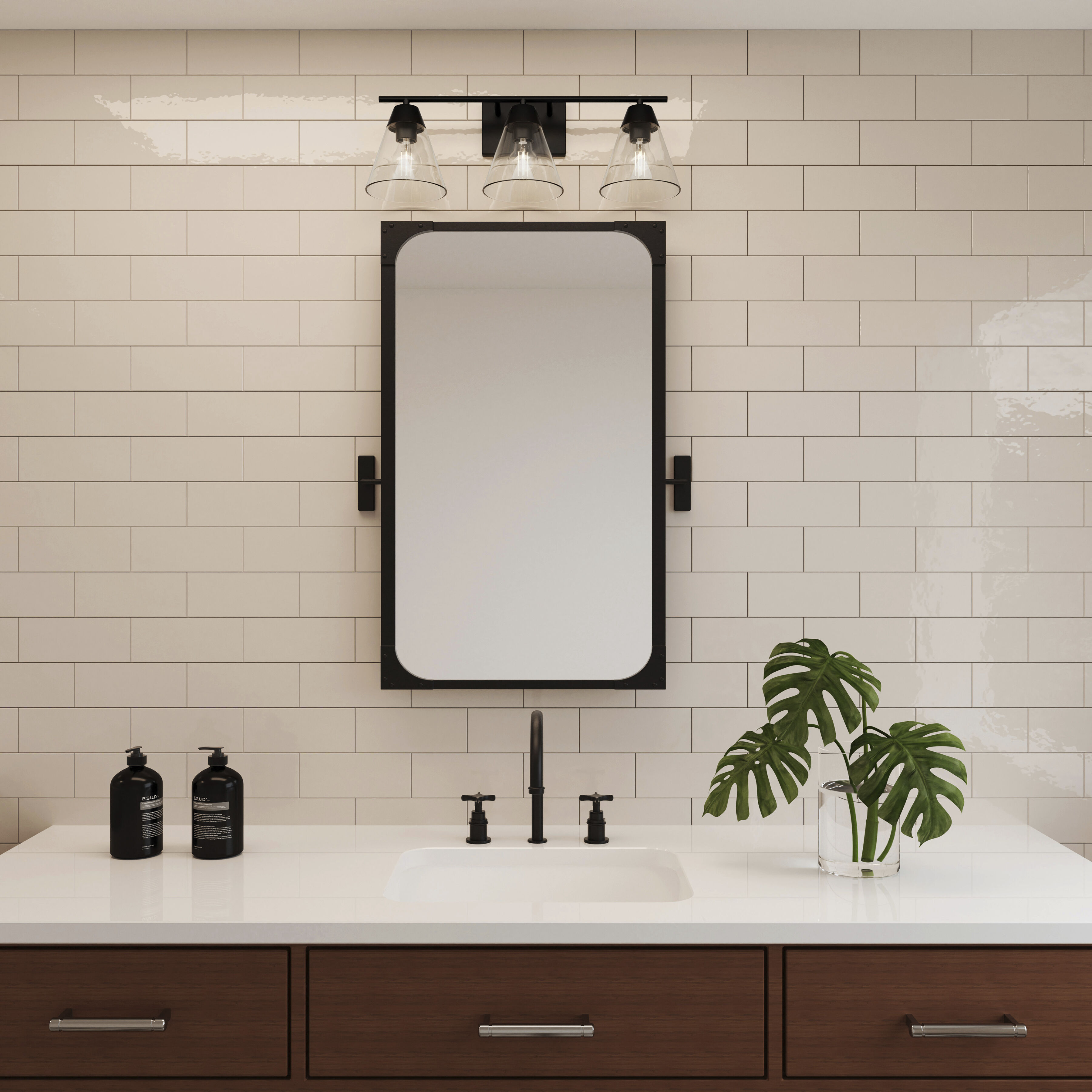 Vivica 3 Light 24 inch Matte Black Vanity Light Wall Light