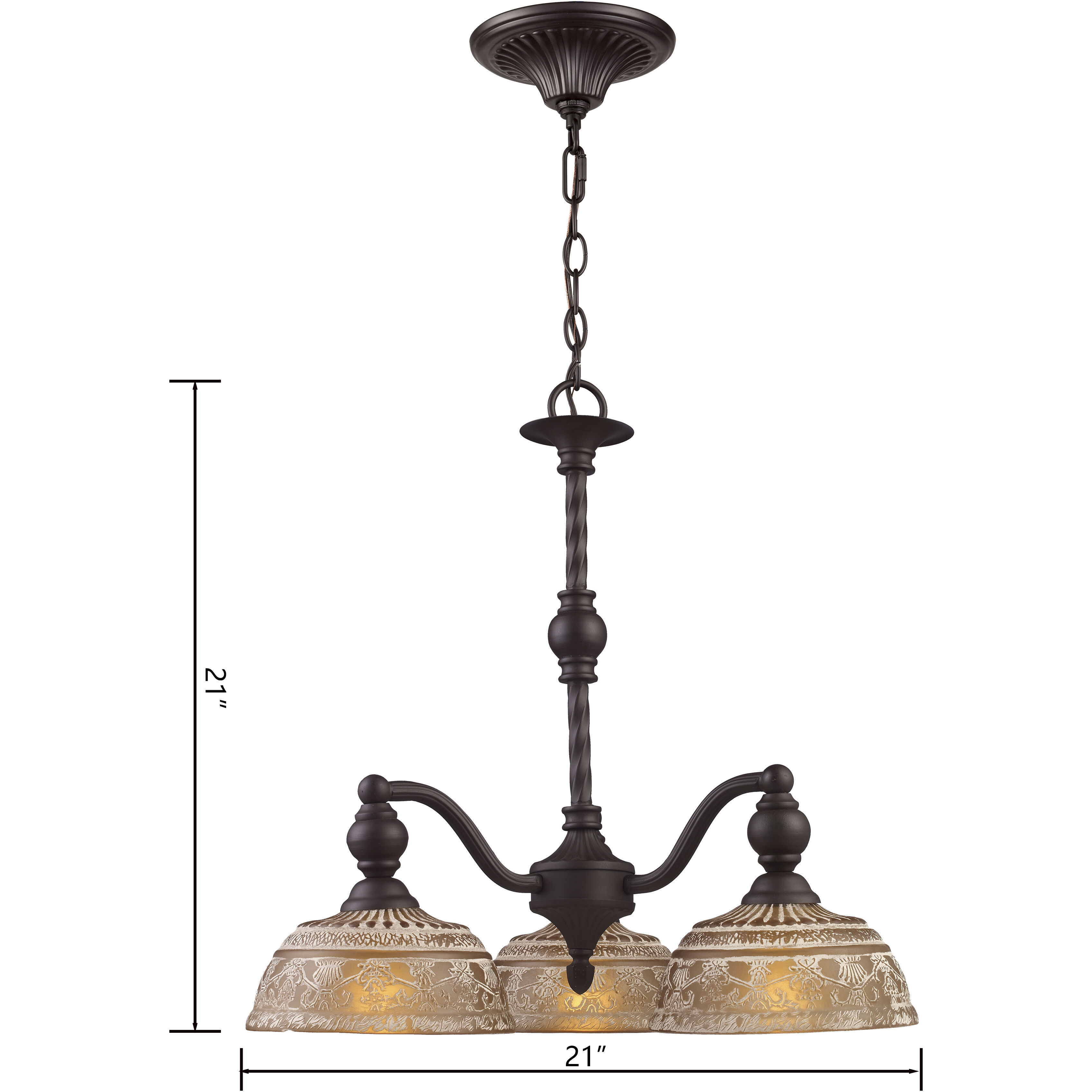 Norwich 3 Light 21 inch Oil Rubbed Bronze Chandelier Ceiling Light