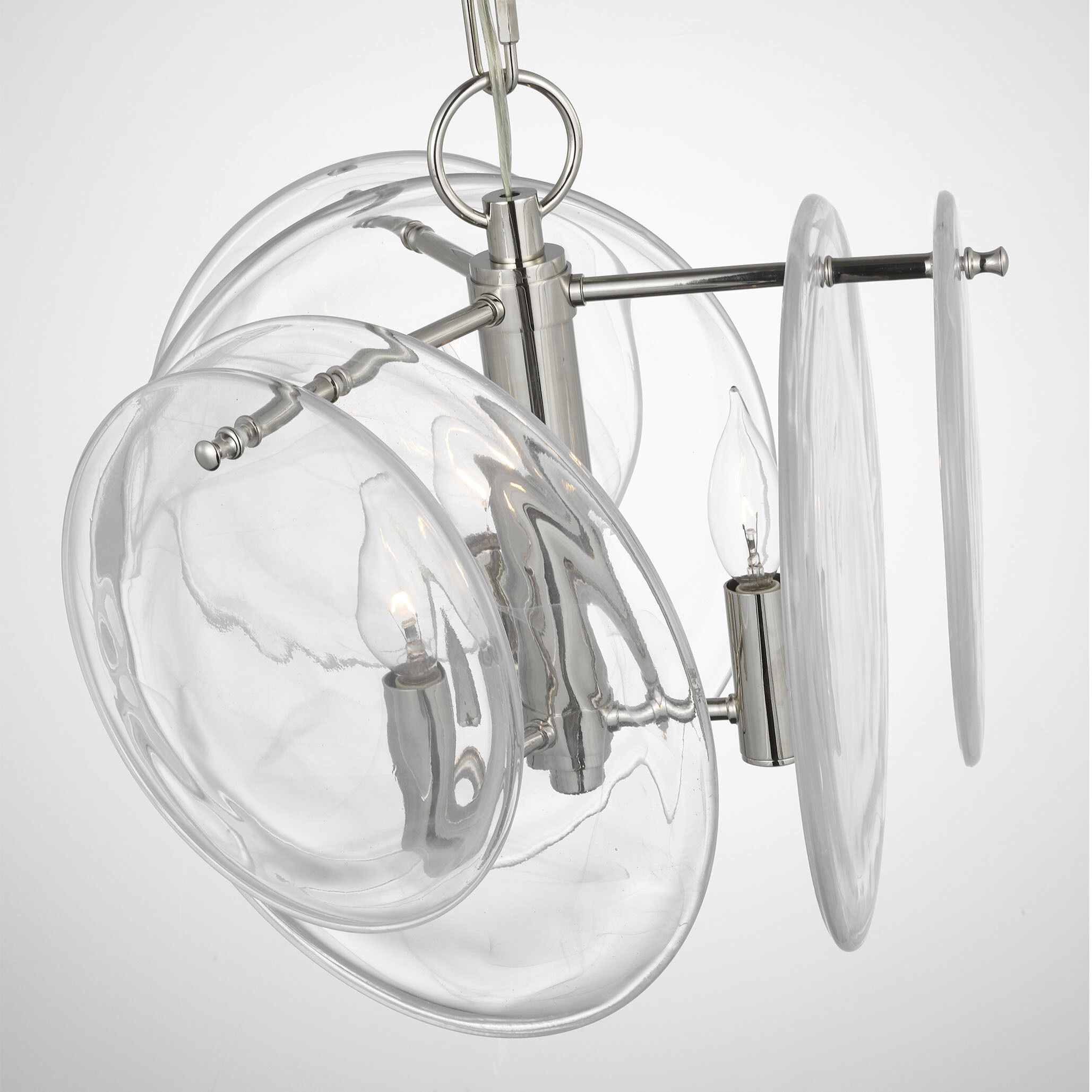 AERIN Loire 3 Light 15.5 inch Polished Nickel Chandelier Ceiling Light in Clear Strie Glass, Petite