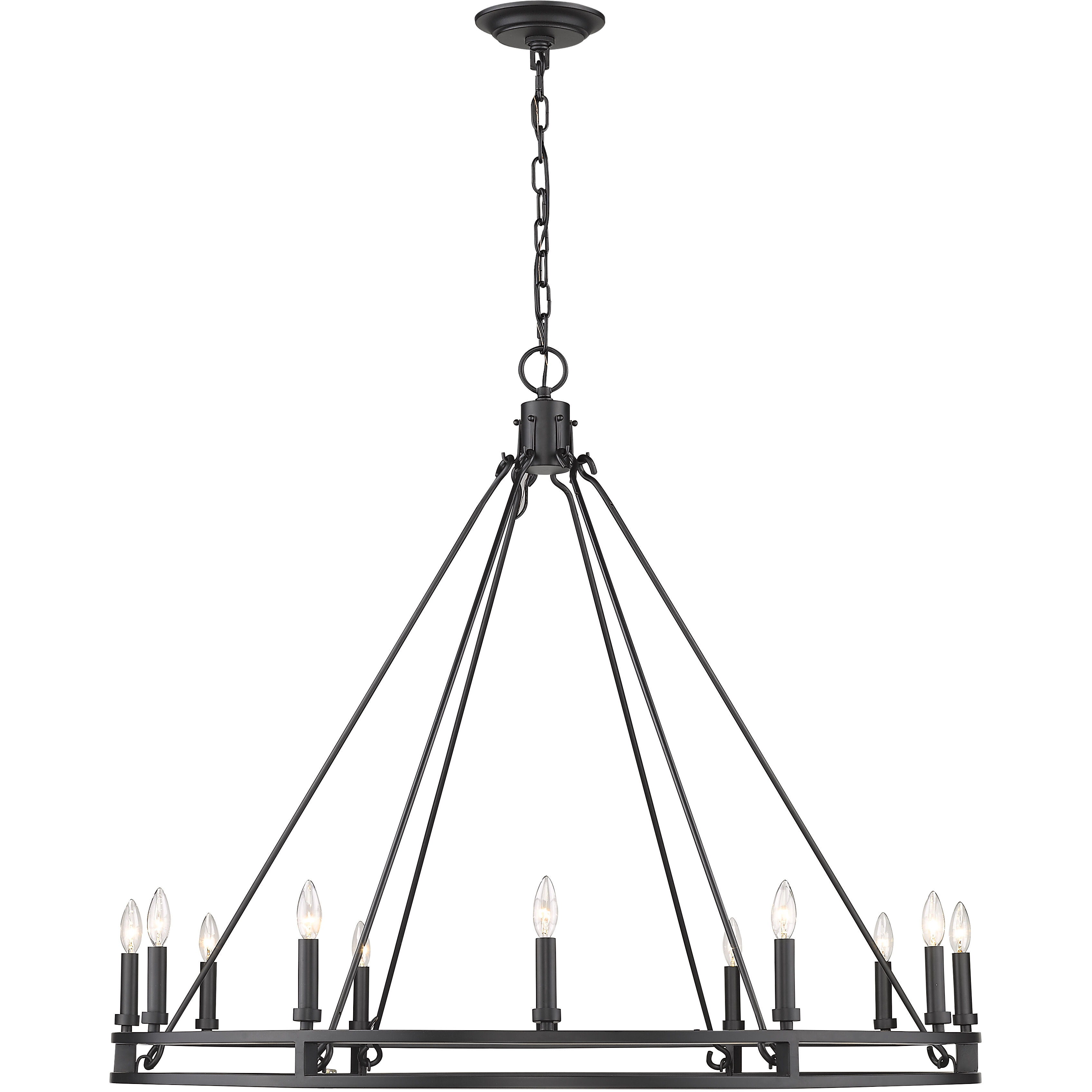 Dennison 12 Light 47.75 inch Matte Black Chandelier Ceiling Light