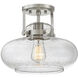 Traditional 1 Light 12 inch Brushed Nickel Semi-Flush Ceiling Light