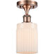 Ballston Hadley 1 Light 5 inch Antique Copper Semi-Flush Mount Ceiling Light in Matte White Glass, Ballston