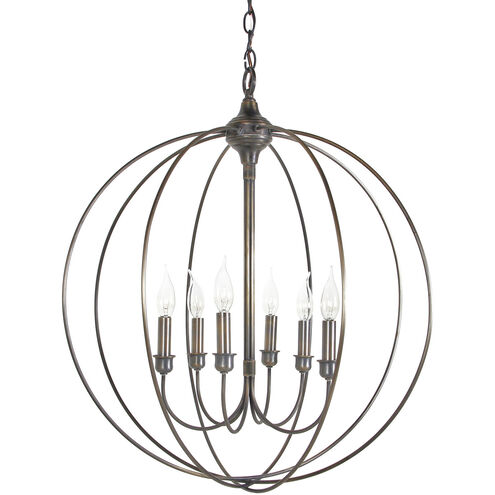 Orb 6 Light 24.25 inch Dark Antique Brass Chandelier Ceiling Light, Large