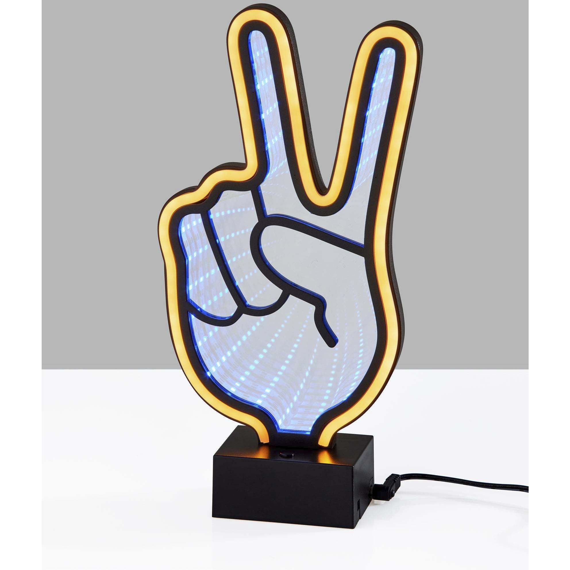 Infinity Neon 10 inch 1 watt Black Table/Wall Lamp Portable Light, Peace Sign, Simplee Adesso