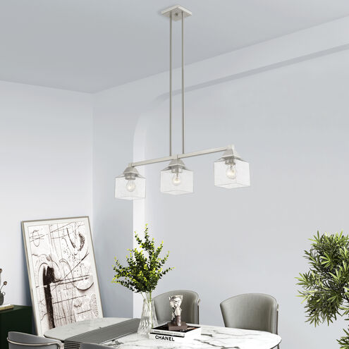 Aragon 3 Light 30 inch Brushed Nickel Linear Chandelier Ceiling Light