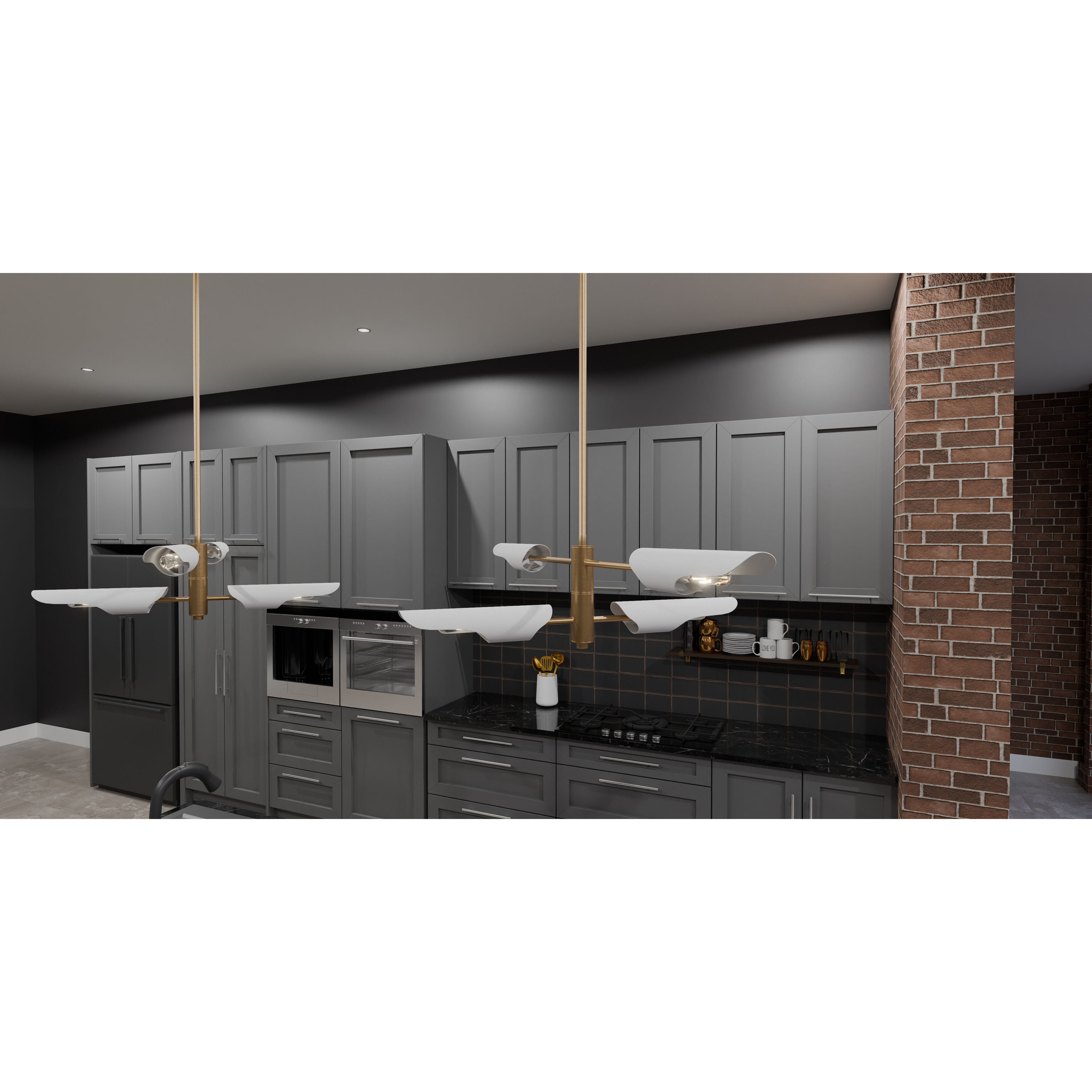 Leoni 4 Light 44 inch Brushed Weathered Brass Island Light Ceiling Light, Medium